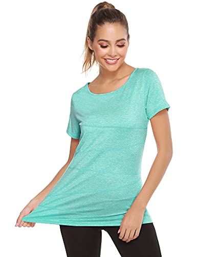 iClosam Women's Green Workout Tunic Shirt