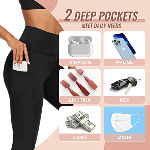 Campsnail Women's High-Waisted Black Leggings with Pockets