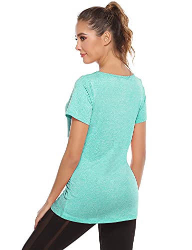 iClosam Women's Green Workout Tunic Shirt