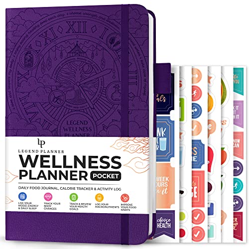 Purple Pocket-Sized Wellness Planner & Food Journal: 6-Month Diary