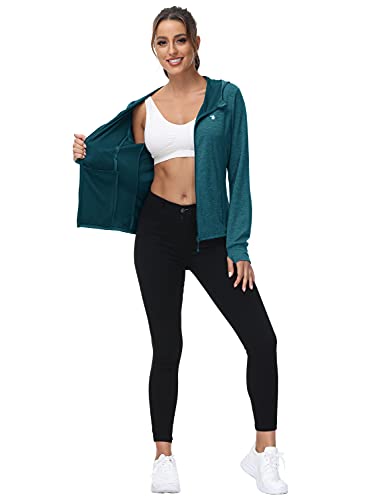 Women's Running Jacket with Thumb Hole - Dark Blue, L