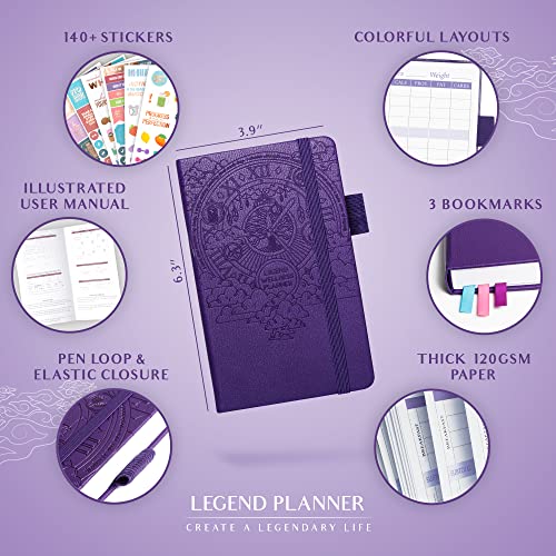 Purple Pocket-Sized Wellness Planner & Food Journal: 6-Month Diary