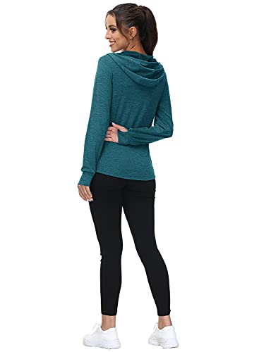 Women's Running Jacket with Thumb Hole - Dark Blue, L