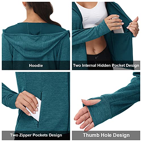 Women's Running Jacket with Thumb Hole - Dark Blue, L