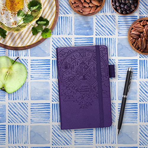 Purple Pocket-Sized Wellness Planner & Food Journal: 6-Month Diary