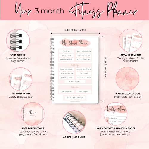 Women's 3-Month Home Fitness Planner - A5 Pink
