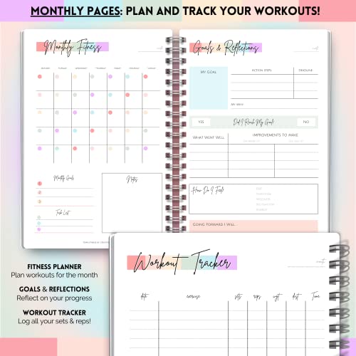 Women's 3-Month Fitness & Wellness Planner - Pastel Rainbow