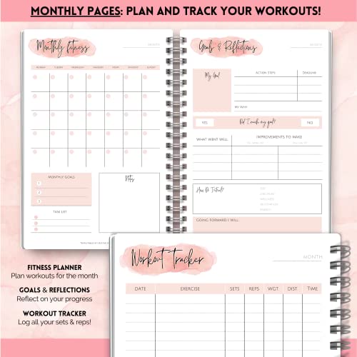 Women's 3-Month Home Fitness Planner - A5 Pink