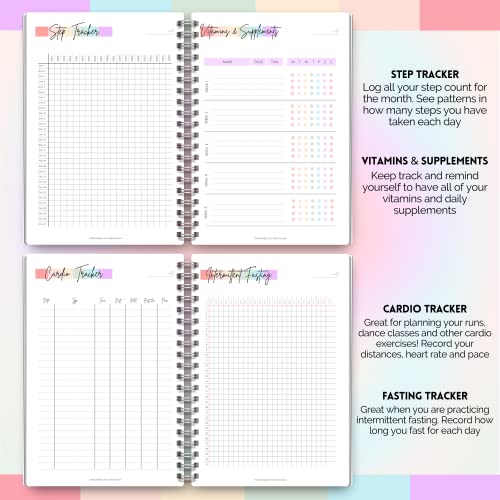 Women's 3-Month Fitness & Wellness Planner - Pastel Rainbow