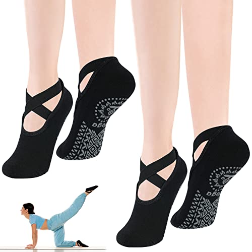 Flintronic Non-Slip Pilates Yoga Socks – 2 Pairs