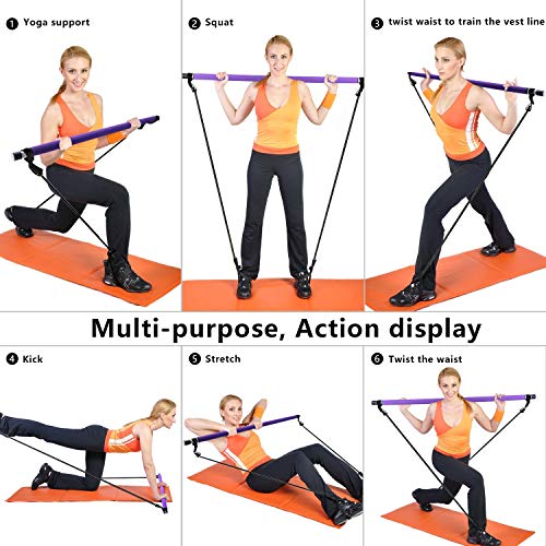Pilates Bar Kit with Resistance Band: Portable Home Fitness