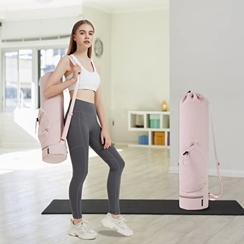 Large Adjustable Carry Strap Yoga Mat Bag Pink