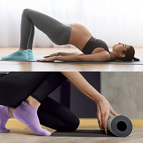 Colorful 6-8 Non-Slip Grip Yoga Socks for Women