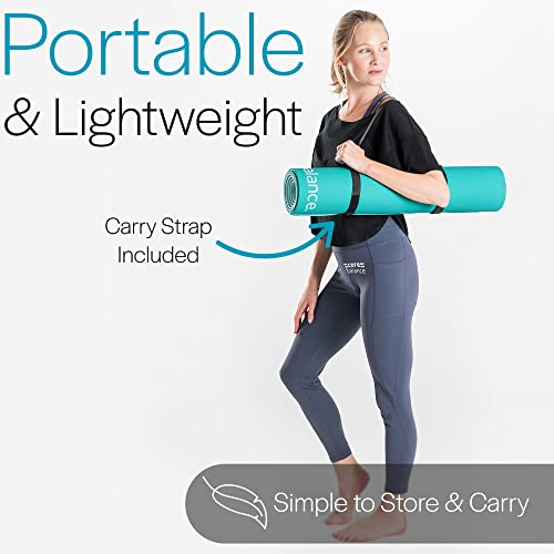 Versatile Teal Yoga Fitness Mat with Carry Strap