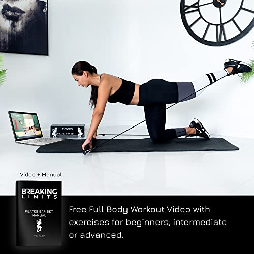 Pilates Bar Set: Length-Adjustable Exercise with 6 Resistance Bands