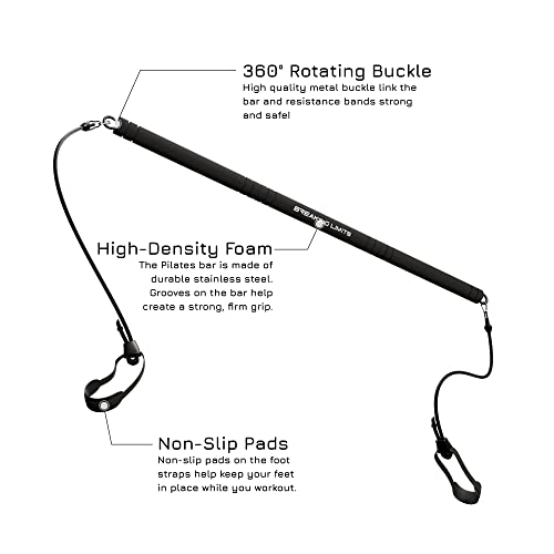 Pilates Bar Set: Length-Adjustable Exercise with 6 Resistance Bands