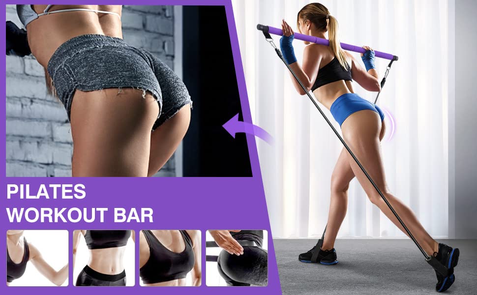 Velageo All-in-one Pilates Bar Kit with Resistance Bands
