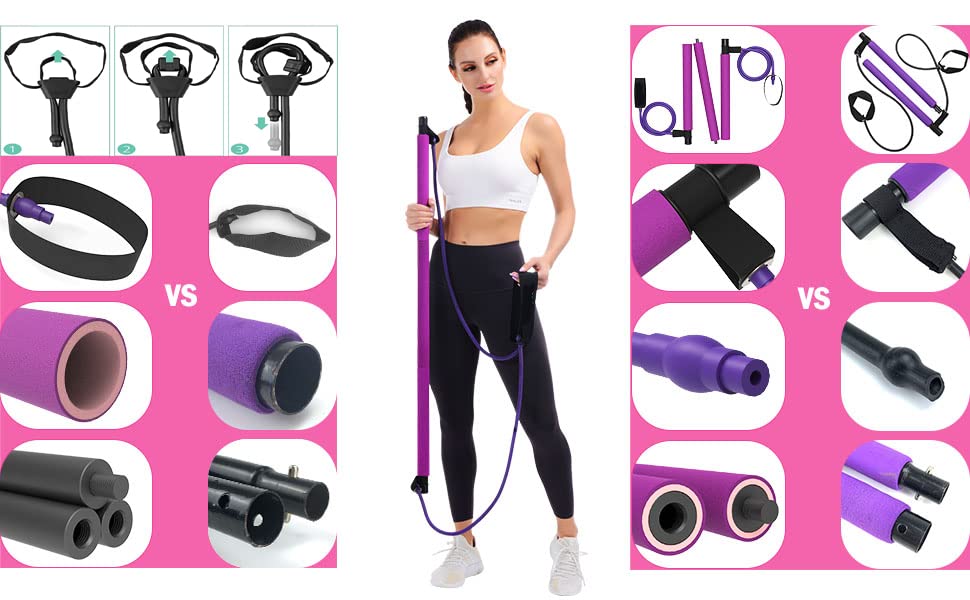 Velageo All-in-one Pilates Bar Kit with Resistance Bands
