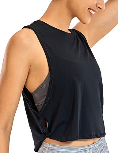 Black Yoga Crop Top - Lightweight Pima Cotton
