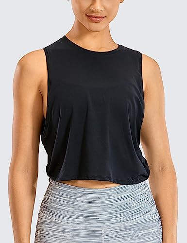 Black Yoga Crop Top - Lightweight Pima Cotton
