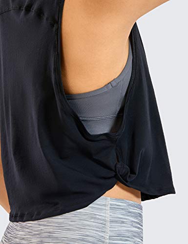 Black Yoga Crop Top - Lightweight Pima Cotton