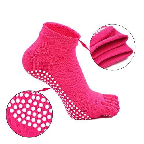 PUTUO Women's Non-Slip Yoga Socks, 4 pairs