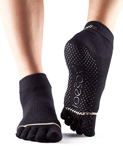 Black Toesox FT Yoga Grip Socks, M