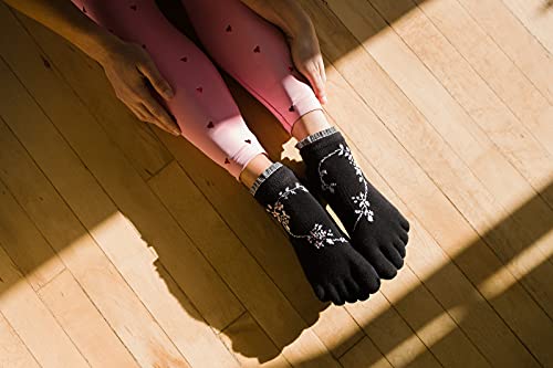 Black Toesox FT Yoga Grip Socks, M