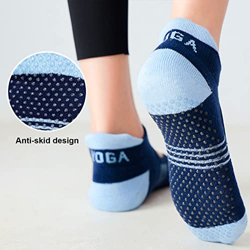 PUTUO Women's Non-Slip Yoga Pilates Socks - 3 Pairs