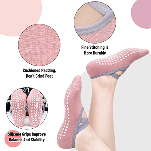 Non-Slip Yoga Socks for Women - 2 Pairs
