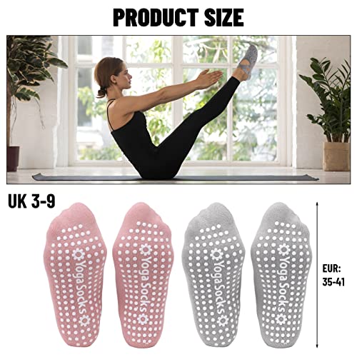 Non-Slip Yoga Socks for Women - 2 Pairs