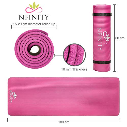 Extra thick non-slip yoga mat for home workouts (Pink)
