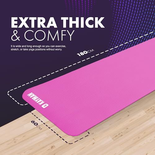 KAYMAN Pink Non Slip Yoga Mat - 183 x 60 cm