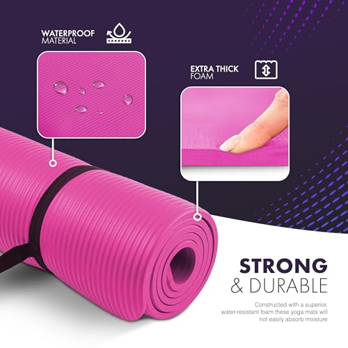 KAYMAN Pink Non Slip Yoga Mat - 183 x 60 cm