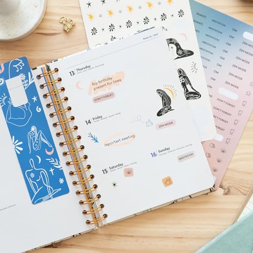 2024 A5 Yoga Weekly Planner with Stickers & Pocket
