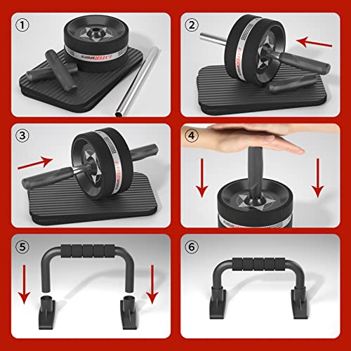 6-in-1 Abs Roller Wheel with Knee Pad