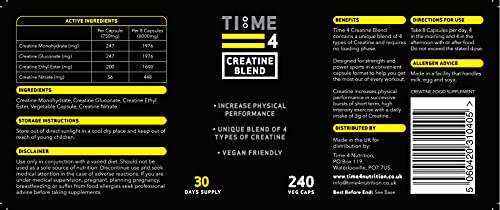 240 Capsules: Time 4 Creatine Blend - Muscle Strength Boost