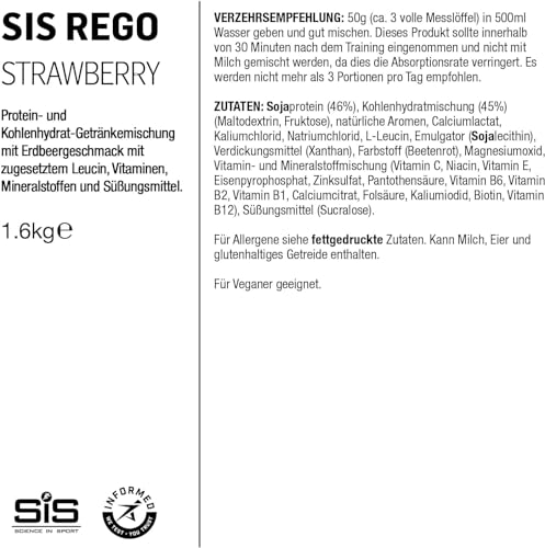 SIS REGO Rapid Recovery Protein Drink, Strawberry, 32 Servings