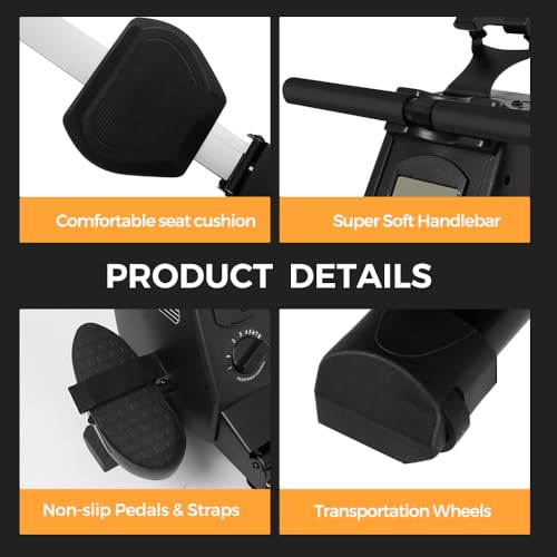 Foldable LCD Rowing Machine with Adjustable Resistance