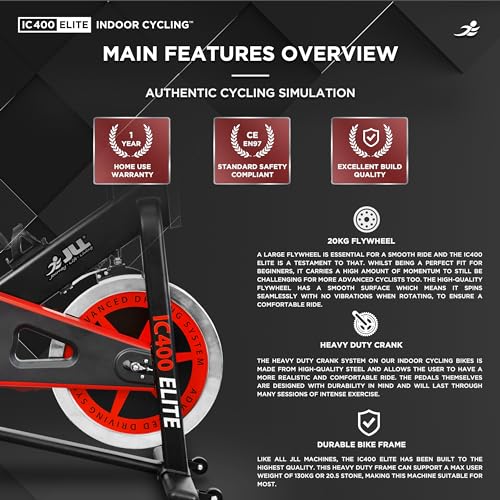 JLL IC400 ELITE Home Exercise Bike, 20kg Flywheel