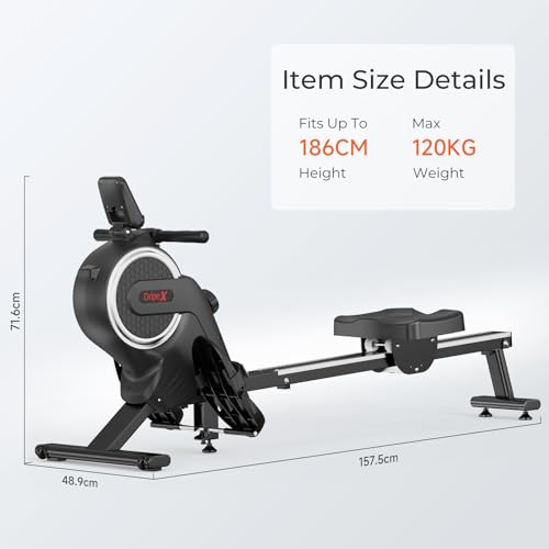 Dripex Magnetic Rowing Machine - Adjustable Resistance, 265 lb Capacity