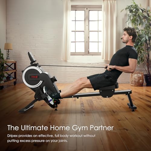 Dripex Magnetic Rowing Machine - Adjustable Resistance, 265 lb Capacity