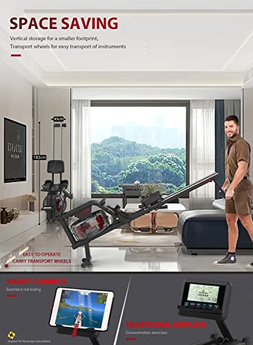 Gray-black Water Resistance Rowing Machine with Tablet Stand