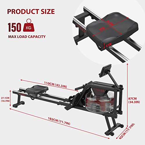 Gray-black Water Resistance Rowing Machine with Tablet Stand