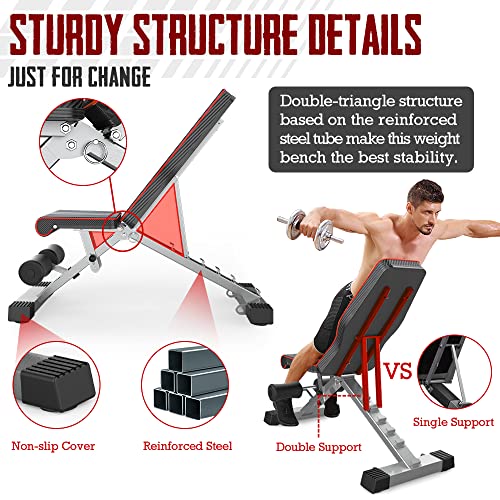 YOLEO Adjustable Commercial Weight Bench - 660LBS