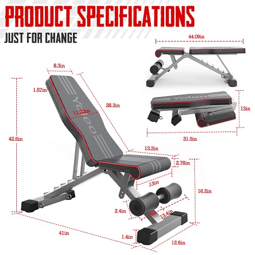 YOLEO Adjustable Commercial Weight Bench - 660LBS