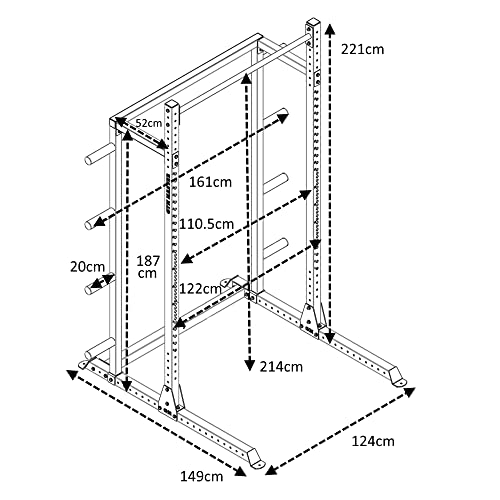 GM2 Half Power Rack Squat Cage with Storage
