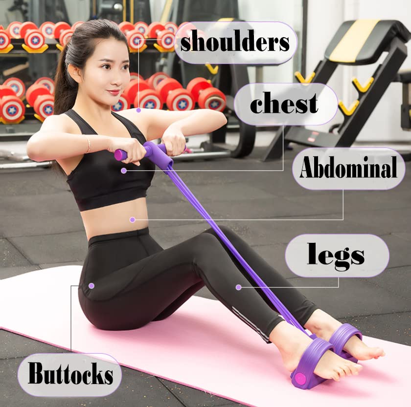 4-Tube Elastic Sit Up Pull Rope - Home Fitness