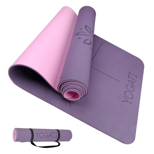 Alignment Lines Yoga Mat with Carry Strap