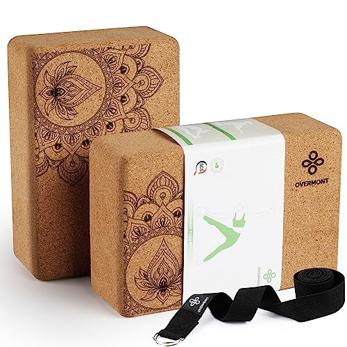Eco-Friendly Cork Yoga Blocks 2-Pack with Strap
